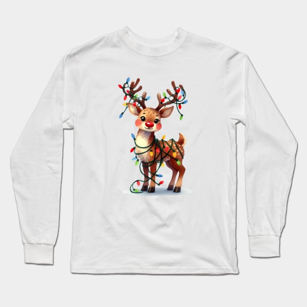 Festive Reindeer 2.0 Long Sleeve T-Shirt by The Maple Latte Shop